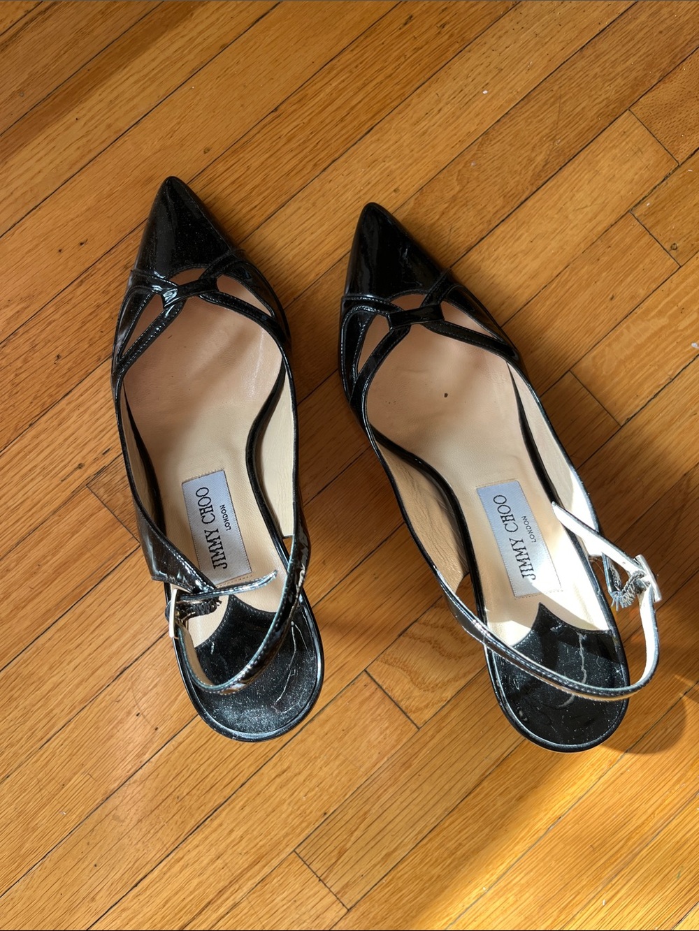 Jimmy Choo patent leather slingbacks